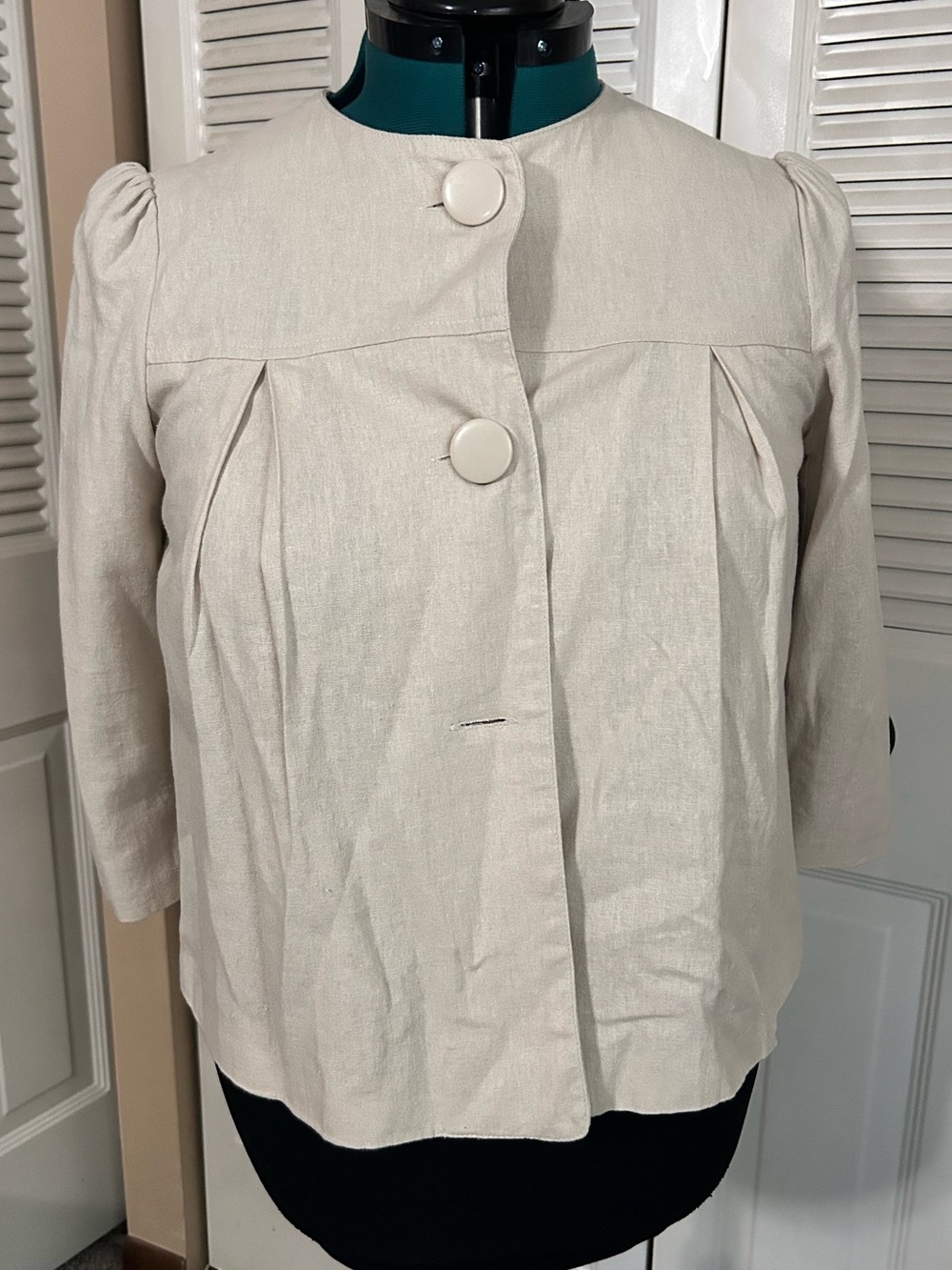 WD.NY Linen Blend Puff Sleeve Jacket Size 6